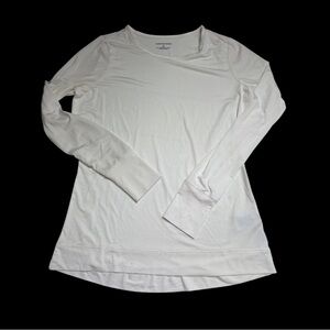 Lands' End Cream Fitted Long Sleeve T-Shirt Womens XS PTP 17” LENGTH 23”